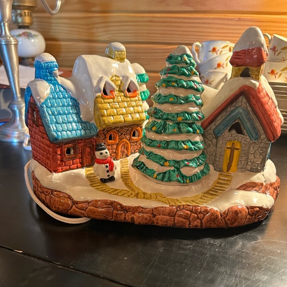 Vintage Holiday Vintage Ceramic Christmas House And Trees With Lights Poshmark